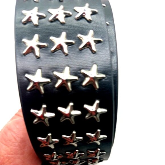 Gothic Stars Vegan Leather Belt Unisex Black- New - Picture 2 of 10